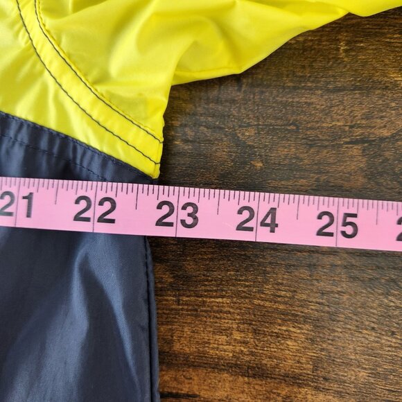 Vintage Adidas Med Navy Blue W Bright Yellow Full Zip Lined Nylon Windbreaker - Picture 6 of 9